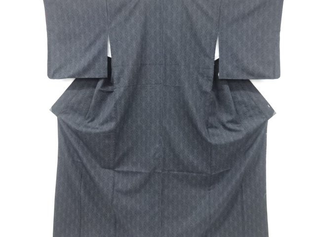 JAPANESE KIMONO / ANTIQUE KIMONO / SILK / TSUMUGI / WOVEN ABSTRACT ASANOHA